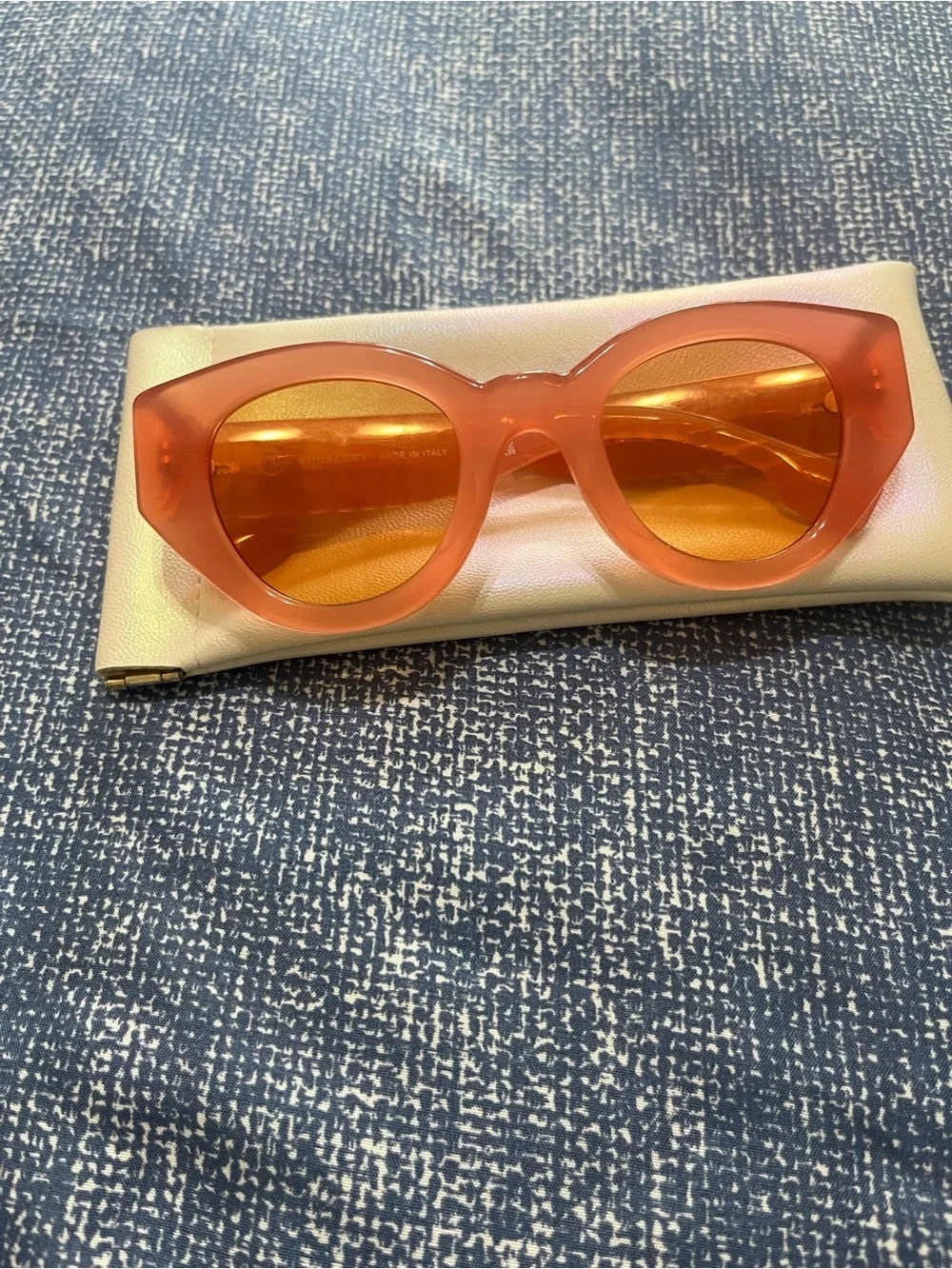Authentic Burberry Meadow BE4390 Orange TB Logo Sunglasses 47-25-140